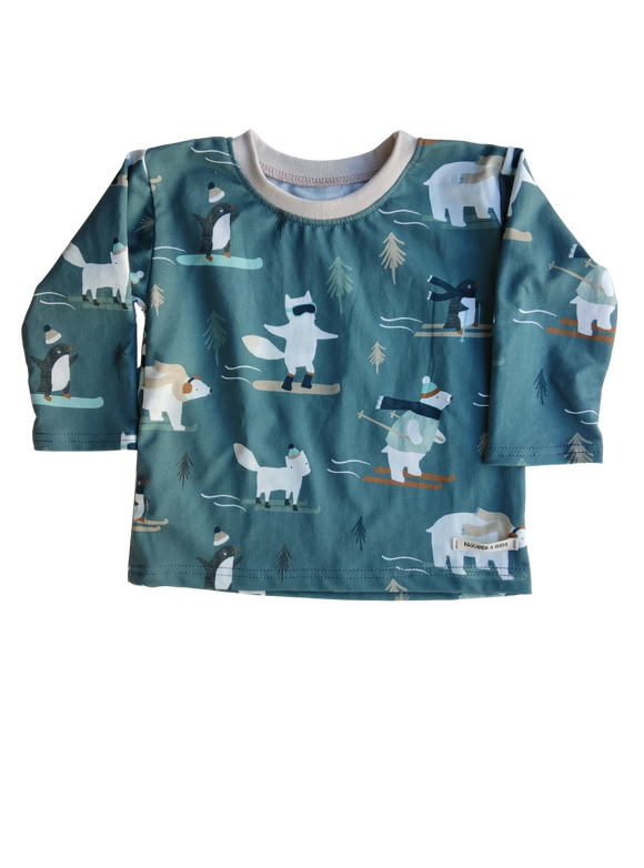 Camiseta Manga Larga Animales Esquiadores